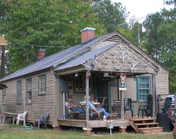 Resting on the porch at Grunt N Gobble hunting club.